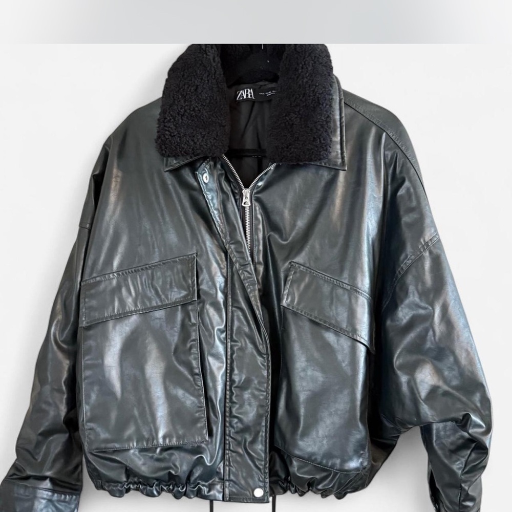 Zara Women's Metallic Gray Bomber Jacket